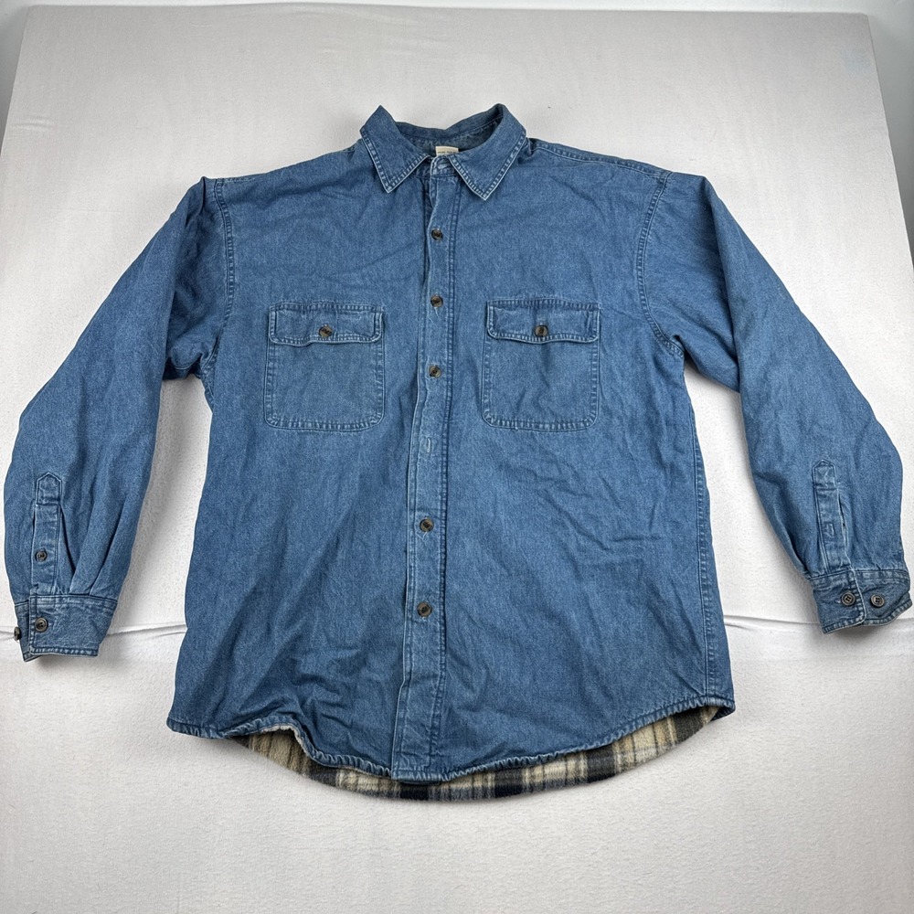 Outdoor Outfitters Mens Heavyweight Flannel lined Jean Shirt fits XL - Read Desc
